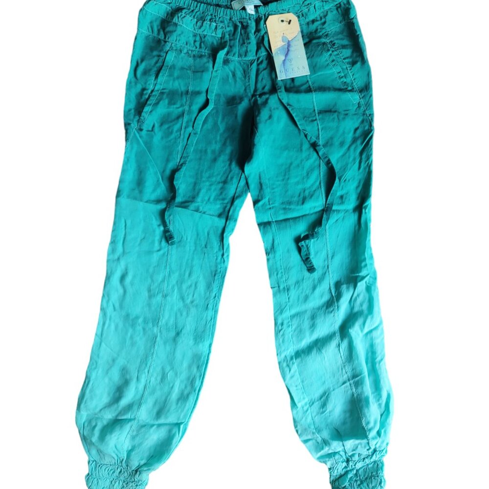 NWT Women's GUESS Los Angeles Tie Dye Ocean Aqua Turquoise Blue Pants Size XS